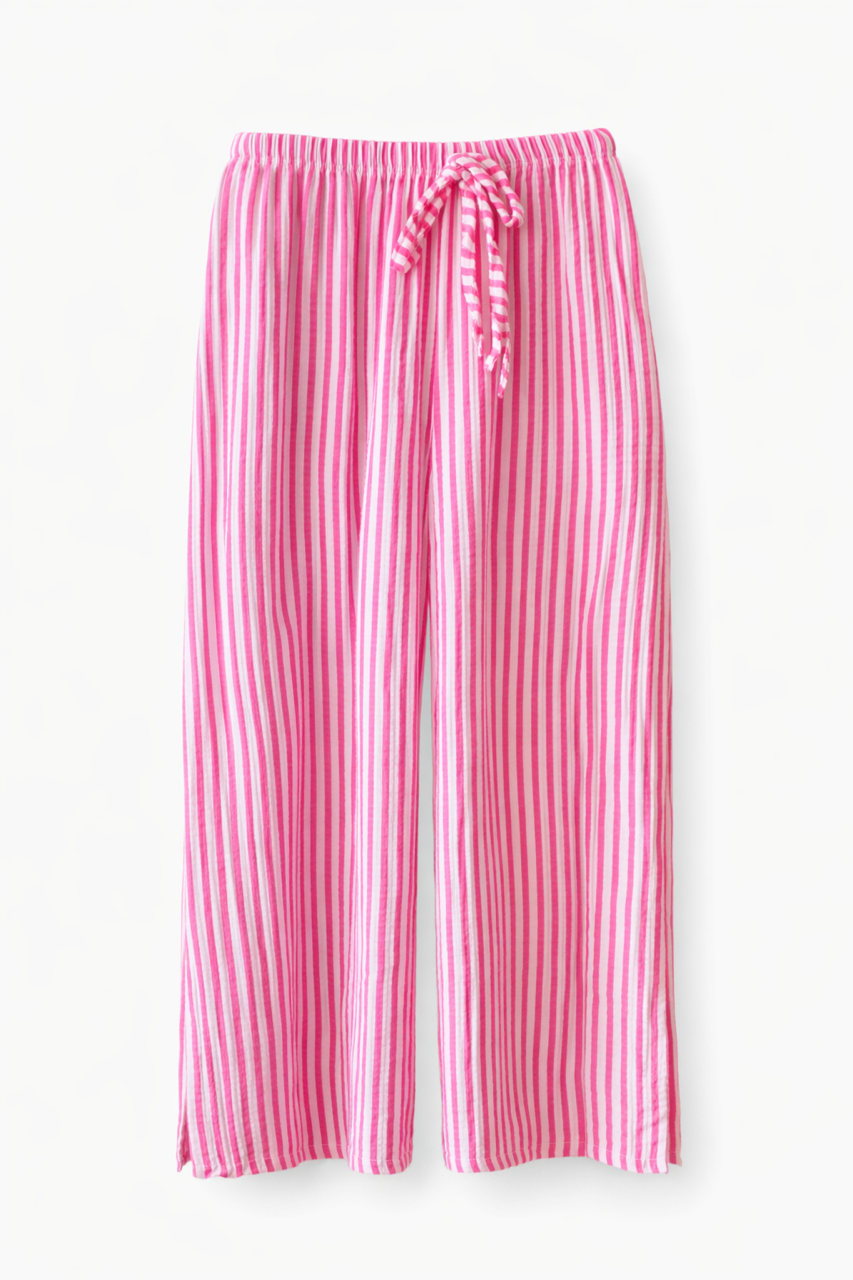 Pantalon rayé gaz de coton