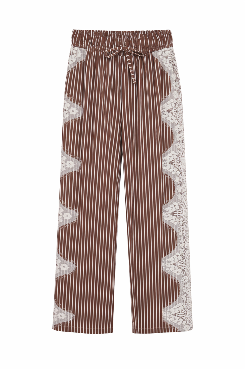 Pantalon en coton et dentelle