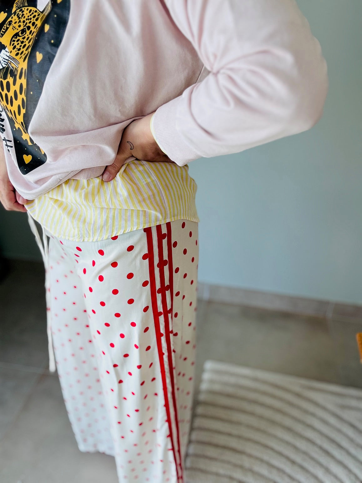 Pantalon fluide à pois et rayures EDIT