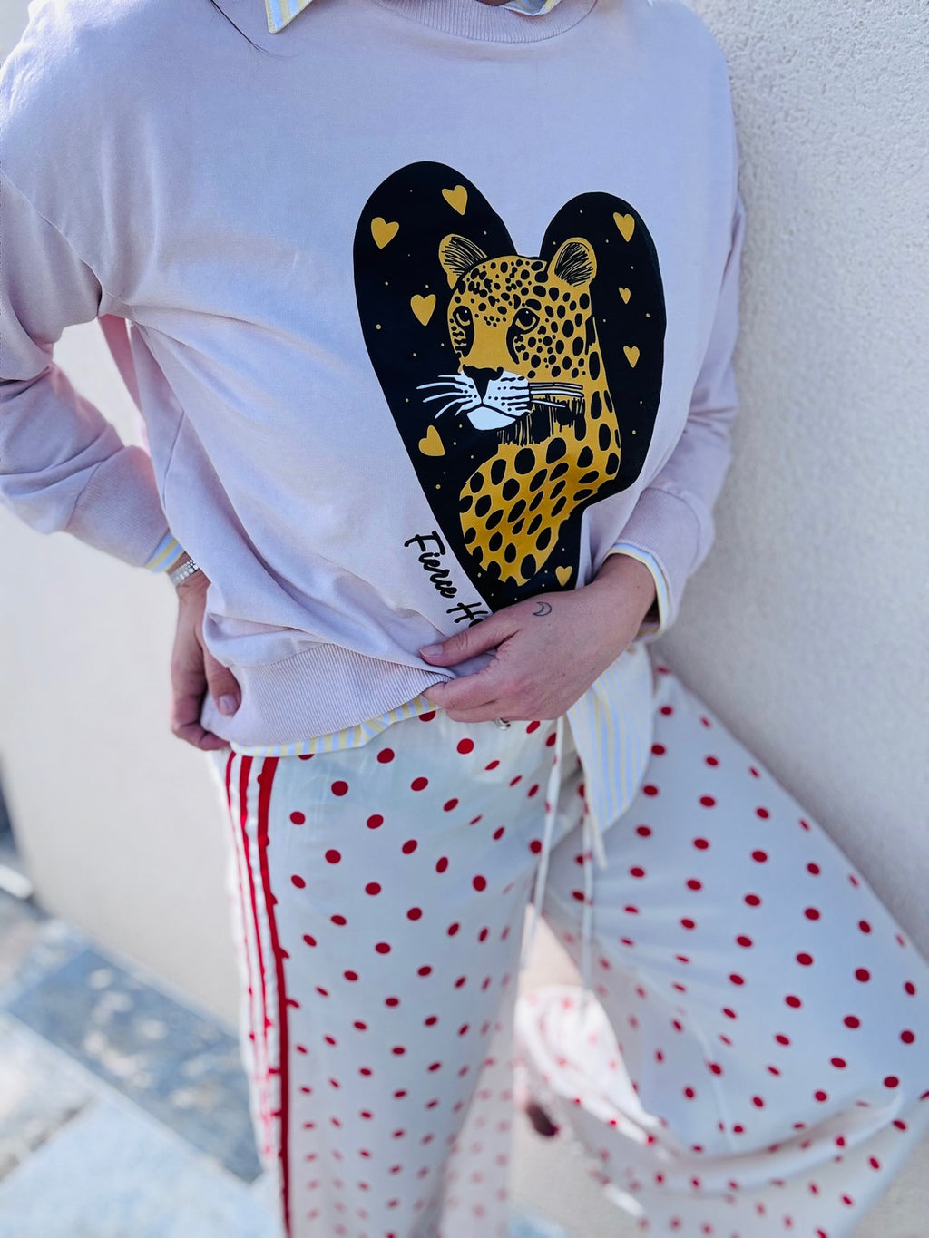 Pantalon fluide à pois et rayures EDIT