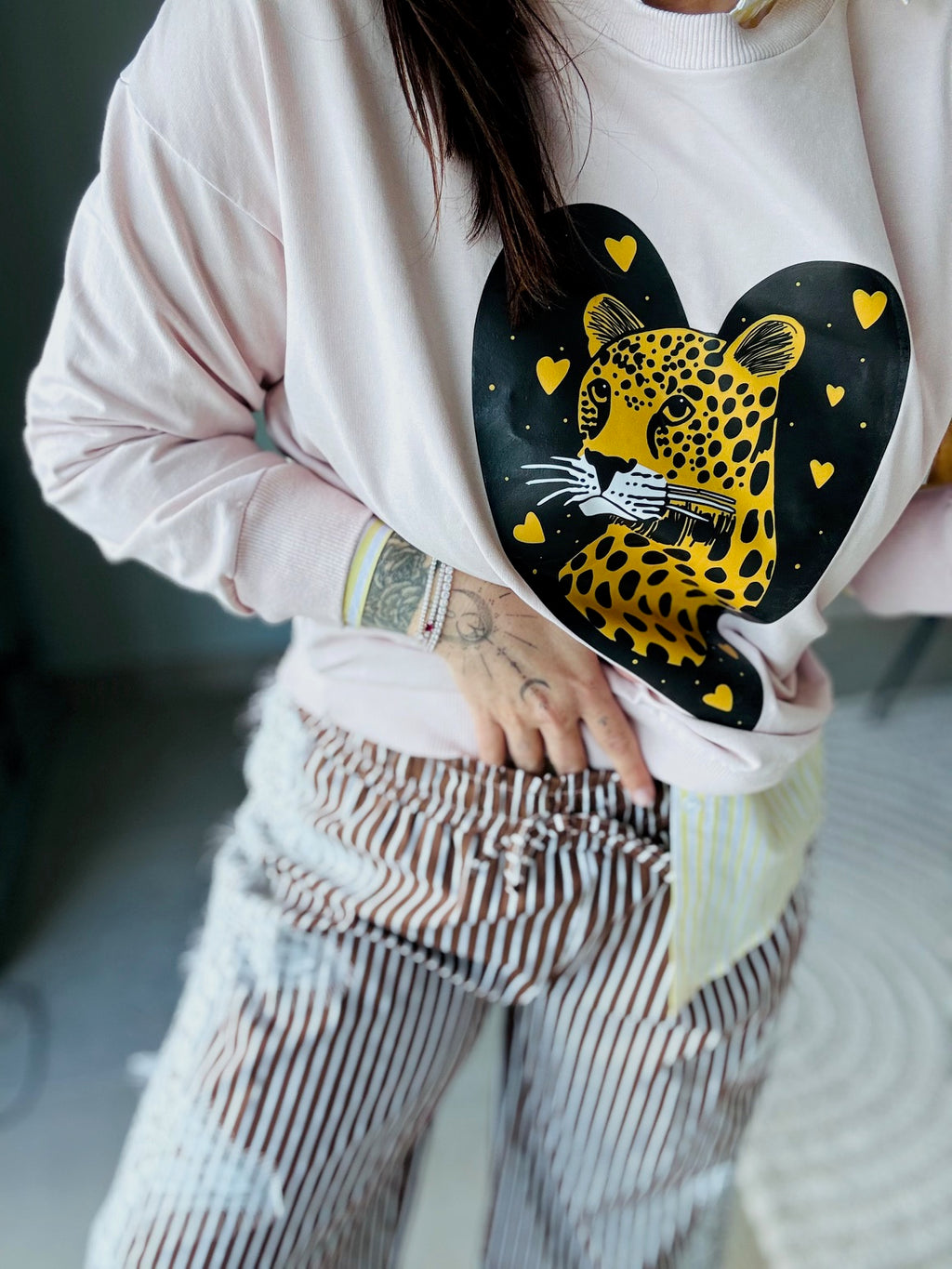 Pantalon en coton et dentelle