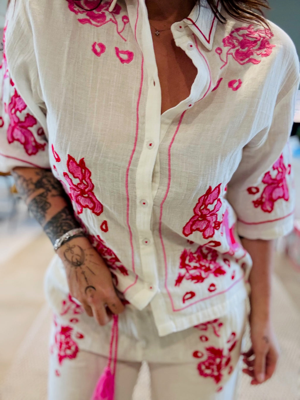 Chemise Brodé gaz de coton