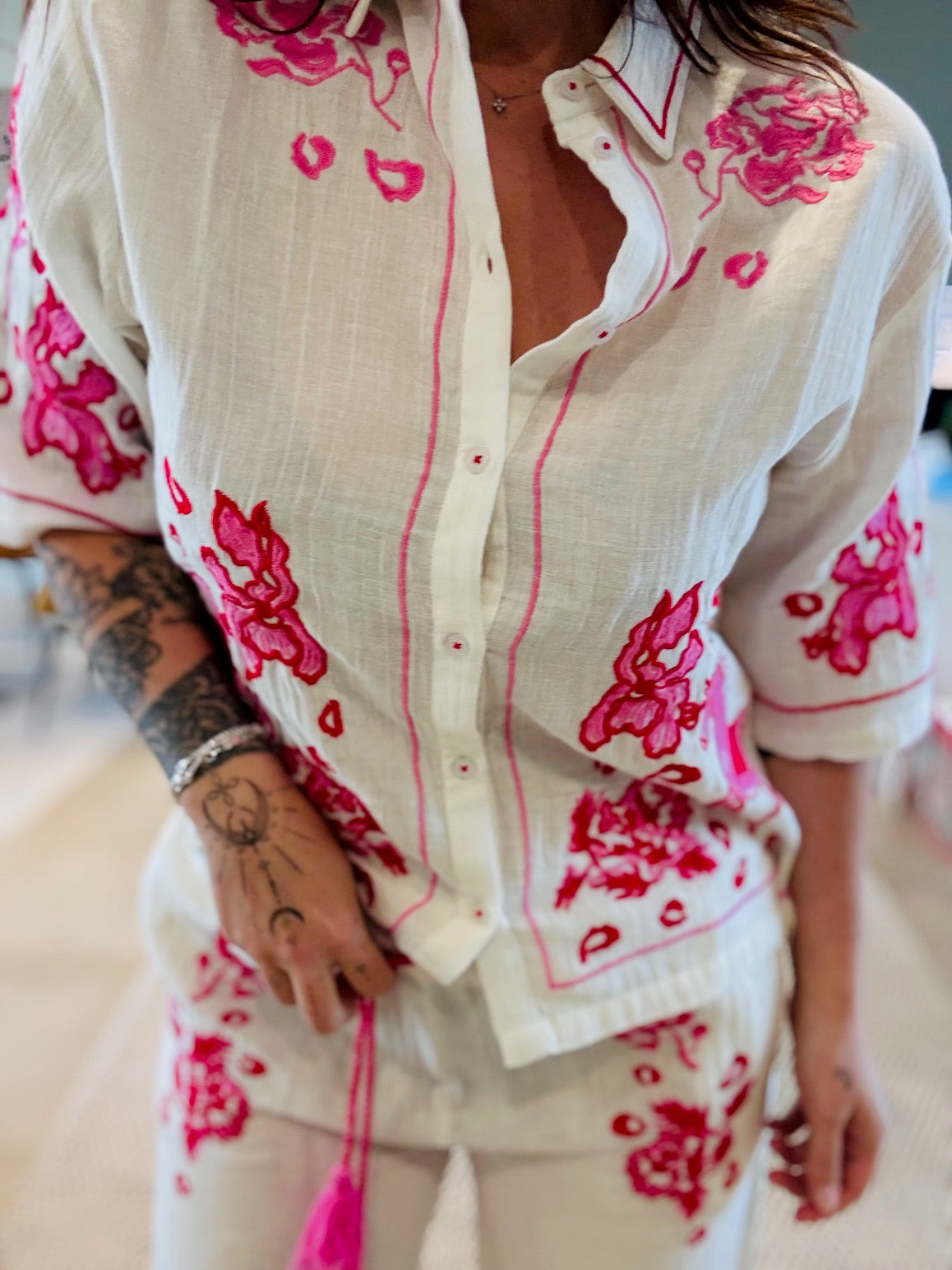 Chemise Brodé gaz de coton